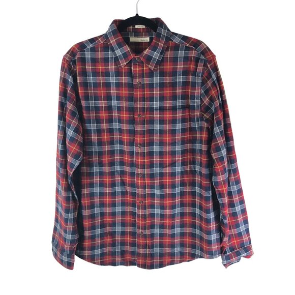 Hawker Rye Mens Red & Navy Plaid Flannel Regular Fit Button-Up Shirt M - Picture 1 of 5